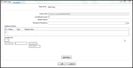 Start Loop step configuration dialog
