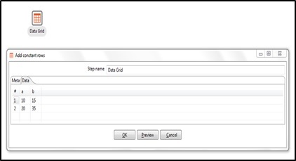 Data Grid step data tab with sample records