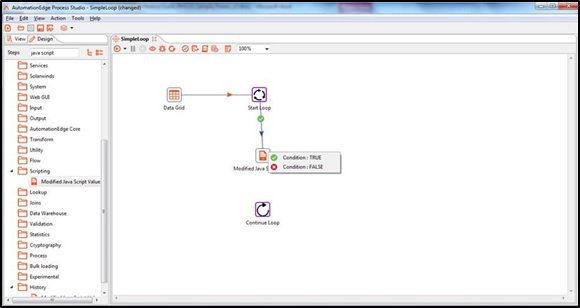 Modified Java Script joined to Continue Loop step